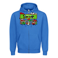 True Royal soccer sister with leopard Zipper Hoodie - Zillion Design Studio