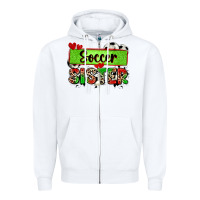 White soccer sister with leopard Zipper Hoodie - Zillion Design Studio