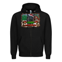 Black merry christmas black angus cattle and farm Zipper Hoodie - RanaPortraitStore