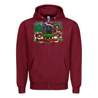 Burgundy merry christmas black angus cattle and farm Zipper Hoodie - RanaPortraitStore