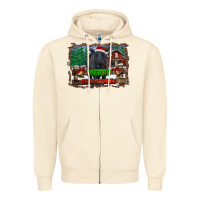 Sandshell merry christmas black angus cattle and farm Zipper Hoodie - RanaPortraitStore