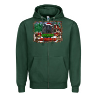Sports Green merry christmas black angus cattle and farm Zipper Hoodie - RanaPortraitStore