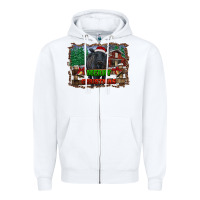 White merry christmas black angus cattle and farm Zipper Hoodie - RanaPortraitStore