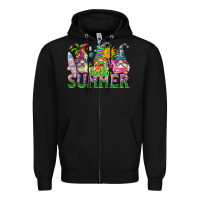 Black hello summer gnome Zipper Hoodie - texasbilliewilder