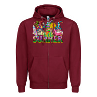 Burgundy hello summer gnome Zipper Hoodie - texasbilliewilder