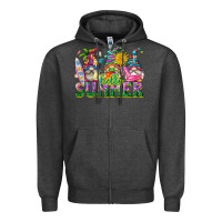 Charcoal Heather hello summer gnome Zipper Hoodie - texasbilliewilder