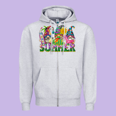 Hello Summer Gnome Zipper Hoodie Designed By Texasbilliewilder