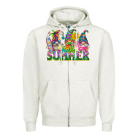 Oatmeal Heather hello summer gnome Zipper Hoodie - texasbilliewilder