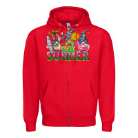 Red hello summer gnome Zipper Hoodie - texasbilliewilder