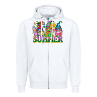 White hello summer gnome Zipper Hoodie - texasbilliewilder