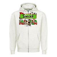 Oatmeal Heather soccer nana with leopard Zipper Hoodie - Zillion Design Studio