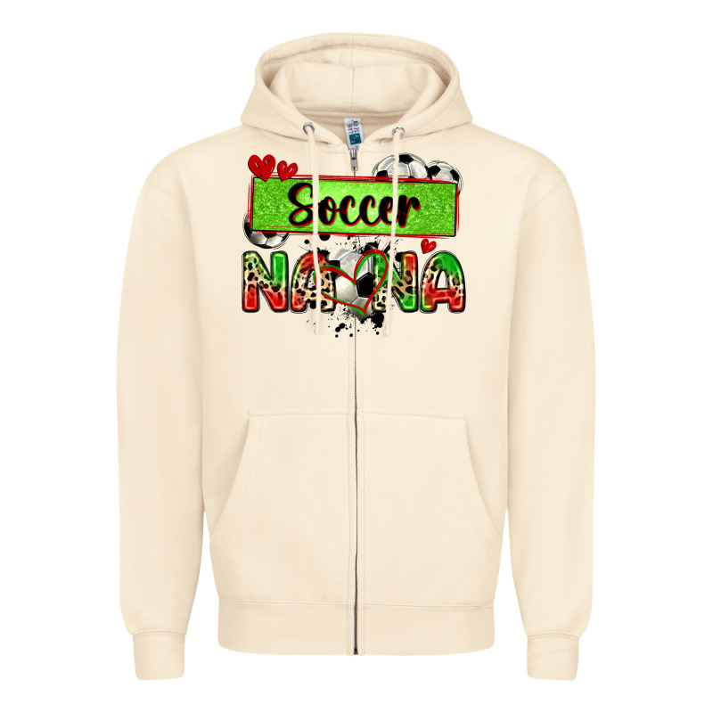 Soccer Nana With Leopard Zipper Hoodie by Zillion Design Studio | Teevron