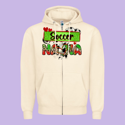 Soccer Nana With Leopard Zipper Hoodie Designed By Zillion Design Studio
