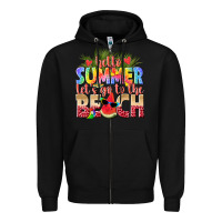 Black hello summer lets go to the beach Zipper Hoodie - texasbilliewilder