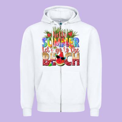 Hello Summer Lets Go To The Beach Zipper Hoodie Designed By Texasbilliewilder