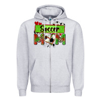 Heather Grey soccer mom with leopard Zipper Hoodie - Zillion Design Studio