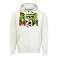Oatmeal Heather soccer mom with leopard Zipper Hoodie - Zillion Design Studio