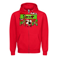 Red soccer mom with leopard Zipper Hoodie - Zillion Design Studio