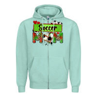 Seafoam soccer mom with leopard Zipper Hoodie - Zillion Design Studio