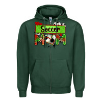 Sports Green soccer mom with leopard Zipper Hoodie - Zillion Design Studio