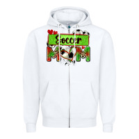 White soccer mom with leopard Zipper Hoodie - Zillion Design Studio