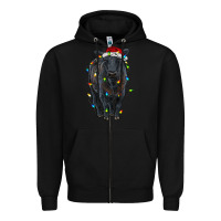 Black christmas black angus cattle with lights Zipper Hoodie - RanaPortraitStore