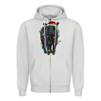 Dove Grey christmas black angus cattle with lights Zipper Hoodie - RanaPortraitStore
