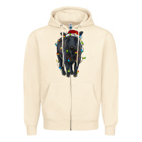 Sandshell christmas black angus cattle with lights Zipper Hoodie - RanaPortraitStore