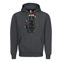 Smoke christmas black angus cattle with lights Zipper Hoodie - RanaPortraitStore