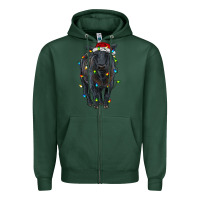 Sports Green christmas black angus cattle with lights Zipper Hoodie - RanaPortraitStore
