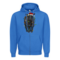 True Royal christmas black angus cattle with lights Zipper Hoodie - RanaPortraitStore