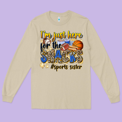 Im Just Here For The Snacks Sports Sister Long Sleeve Tee Designed By Zillion Design Studio