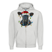 Dove Grey christmas baby black angus calf with lights Zipper Hoodie - RanaPortraitStore