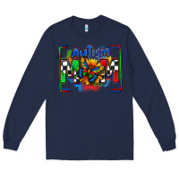 Navy autism mom checkered flag Long Sleeve Tee - Zillion Design Studio