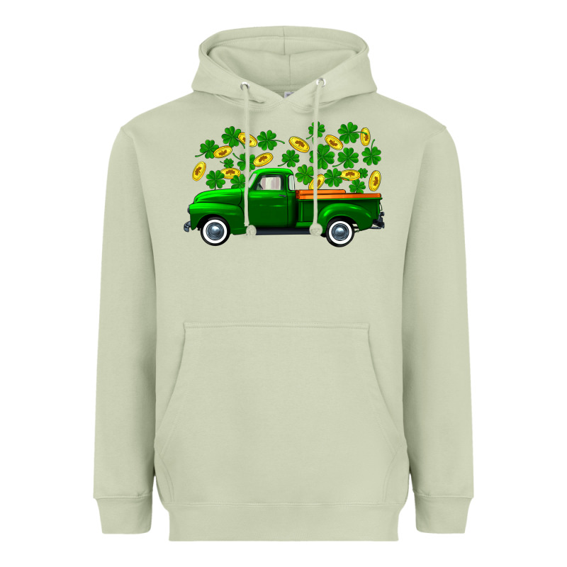 St Patricks Shamrock Gold Truck Heavyweight Hoodie by FaDigitalArtStudio | Teevron