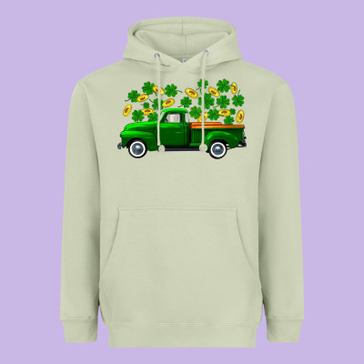 St Patricks Shamrock Gold Truck Heavyweight Hoodie Designed By Fadigitalartstudio