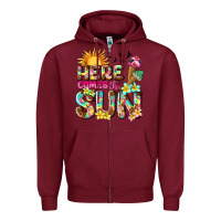 Burgundy here comes the sun Zipper Hoodie - texasbilliewilder