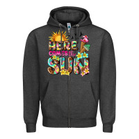 Charcoal Heather here comes the sun Zipper Hoodie - texasbilliewilder