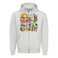 Dove Grey here comes the sun Zipper Hoodie - texasbilliewilder