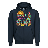 Navy here comes the sun Zipper Hoodie - texasbilliewilder