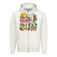 Oatmeal Heather here comes the sun Zipper Hoodie - texasbilliewilder