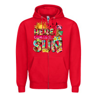 Red here comes the sun Zipper Hoodie - texasbilliewilder
