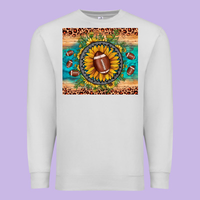 Football Leopard Turquoise Sunflower Premium Sweatshirt Designed By Jahusdesignshop
