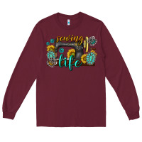Burgundy sewing life western Long Sleeve Tee - texasbilliewilder