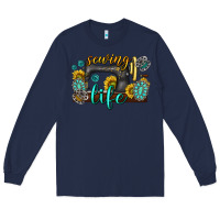 Navy sewing life western Long Sleeve Tee - texasbilliewilder
