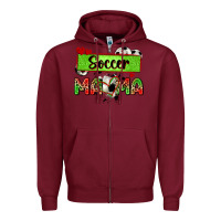 Burgundy soccer mama with leopard Zipper Hoodie - Zillion Design Studio