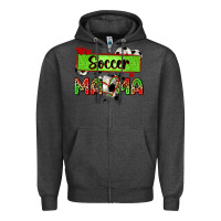 Charcoal Heather soccer mama with leopard Zipper Hoodie - Zillion Design Studio