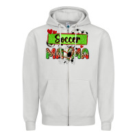 Dove Grey soccer mama with leopard Zipper Hoodie - Zillion Design Studio