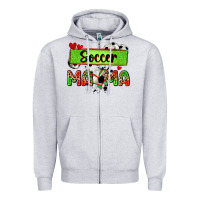 Heather Grey soccer mama with leopard Zipper Hoodie - Zillion Design Studio