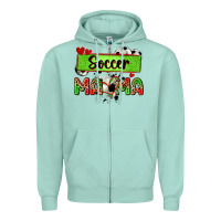 Seafoam soccer mama with leopard Zipper Hoodie - Zillion Design Studio
